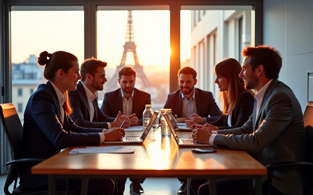 L'équipe d'experts de Voyage Lumière en réunion de travail à Paris.